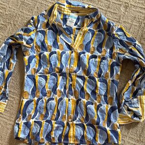 Stylish Blue and Yellow Women's Blouse